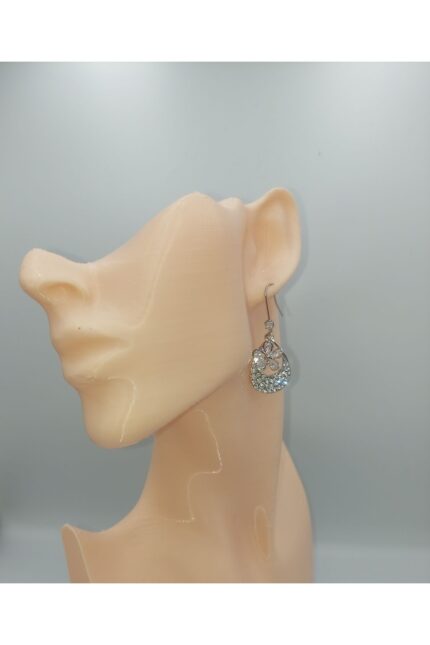 Sallantılı Çiçek Gümüş İğne Küpe