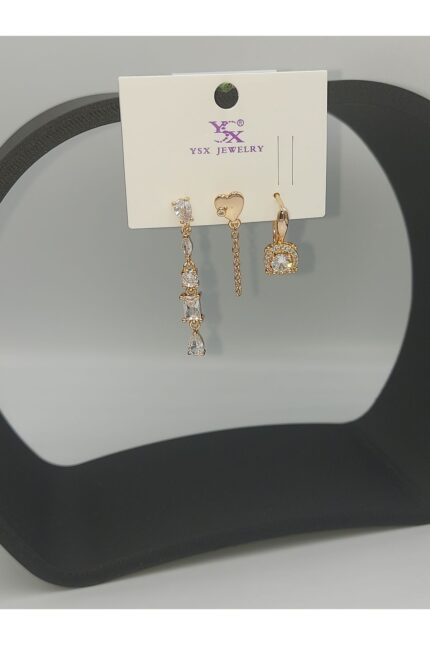 Ysx 3 Lü Pirinç Küpe Seti