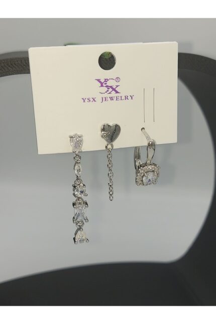 Ysx 3 Lü Pirinç Küpe Seti