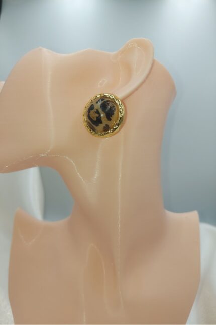 Leopar Gümüş İğne Küpe