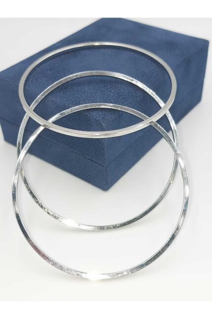 Stainless Steel Gümüş Renk Ajda Bilezik 3 Adet 65 Mm