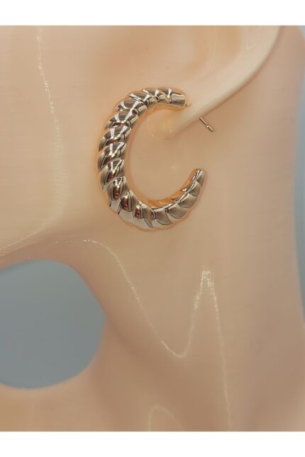 Xupıng Kıvrımlı Elips Halka Çelik Küpe