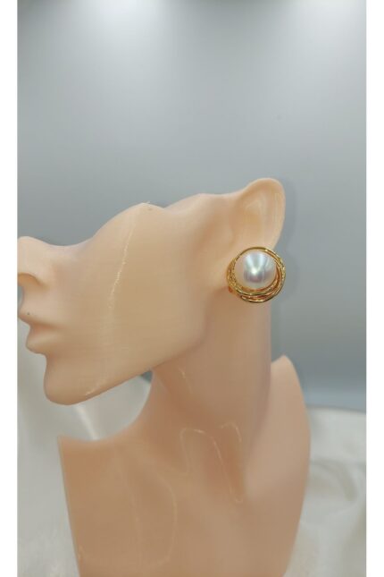 Yuvarlak İnci Gümüş İğne Küpe