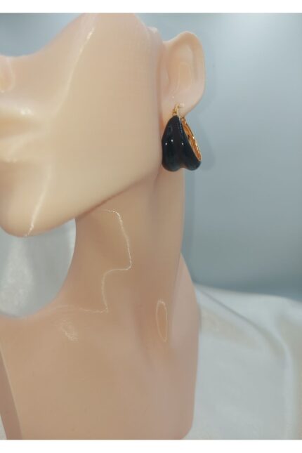 Siyah Halka Gümüş İğne Küpe